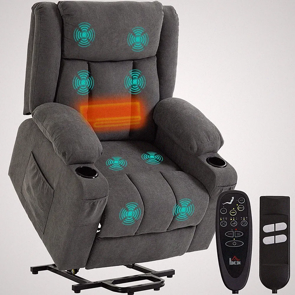 2 Motor Fernsehsessel mit Aufstehhilfe Elektrisch Relaxsessel mit Massage Wärme