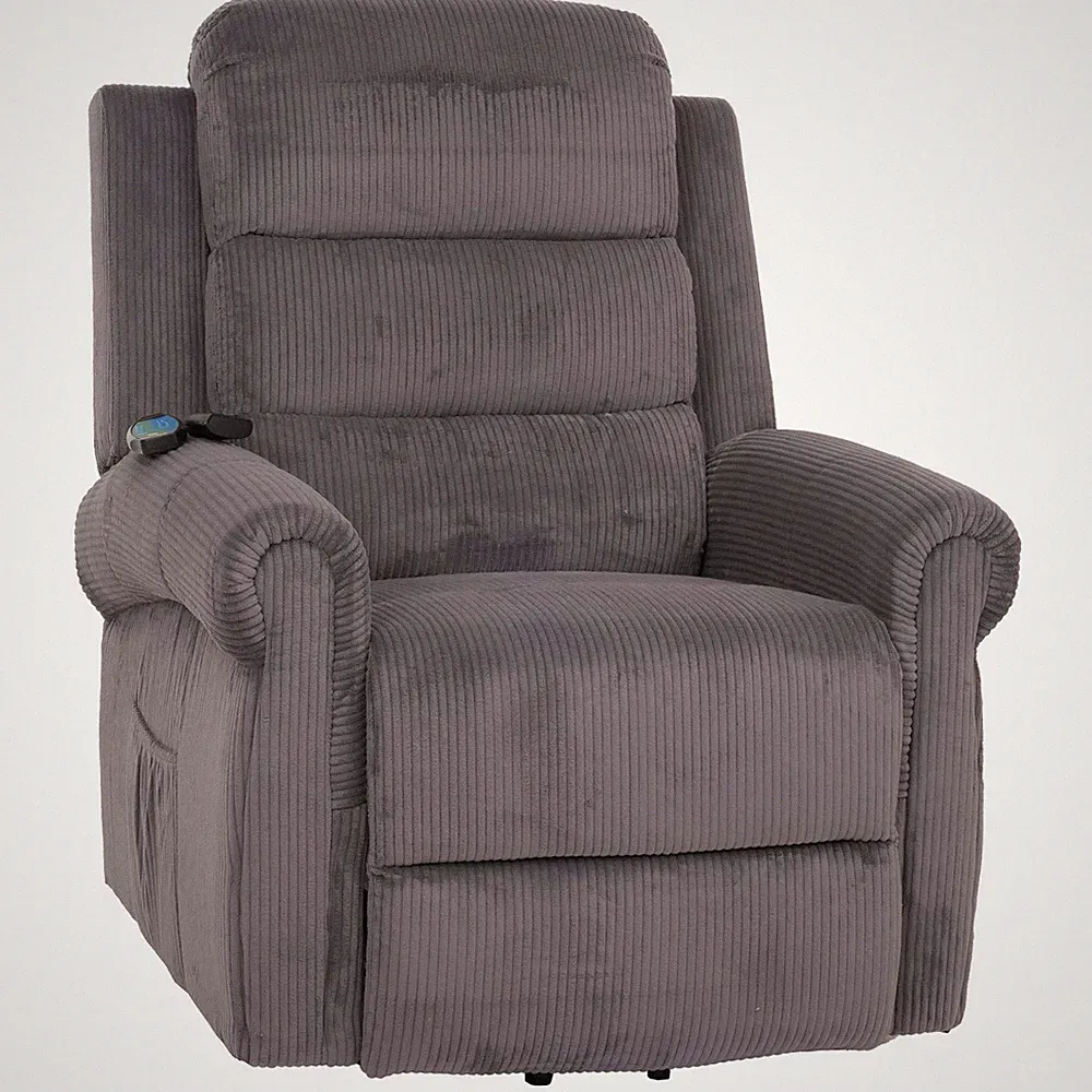 B-Ware Fernsehsessel MCW-K63, Aufstehhilfe Massage, Cord, dunkelgrau