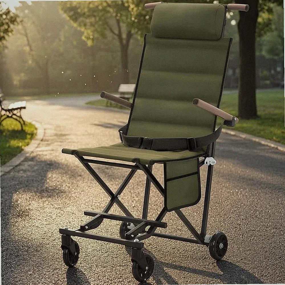 Camping Liegestuhl mit Rollen mit Fußstütze