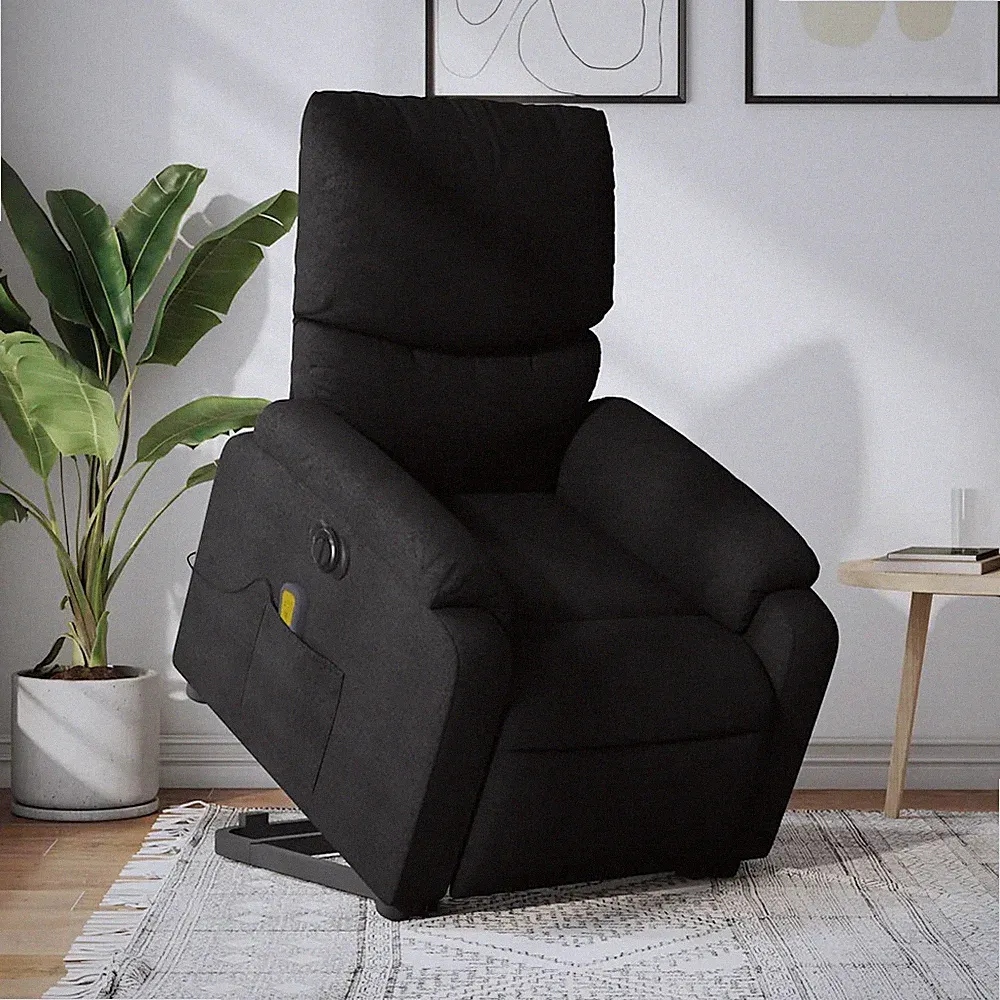 elektrischer massagesessel mit aufstehhilfe schwarz stoff relaxsessel