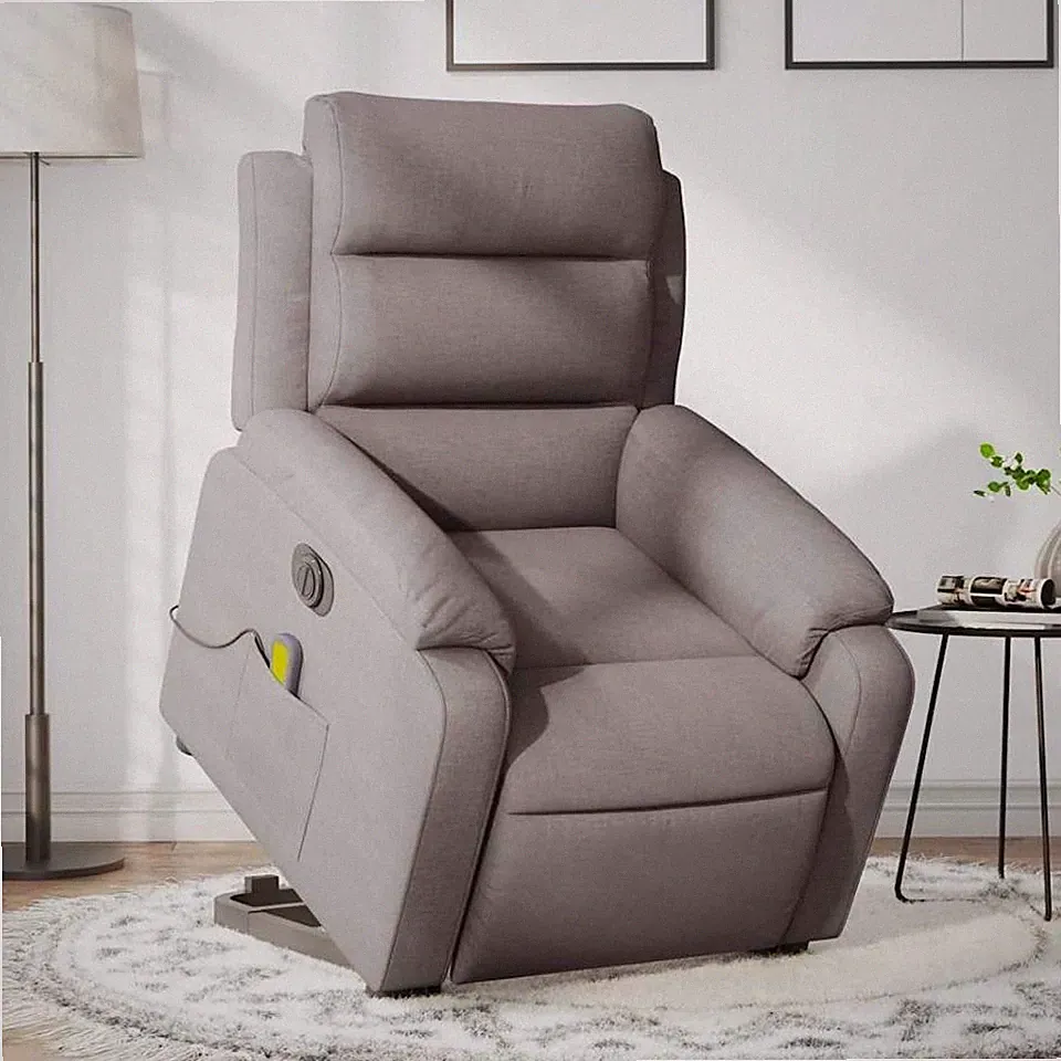 Elektrischer Massagesessel mit Aufstehhilfe Taupe Stoff