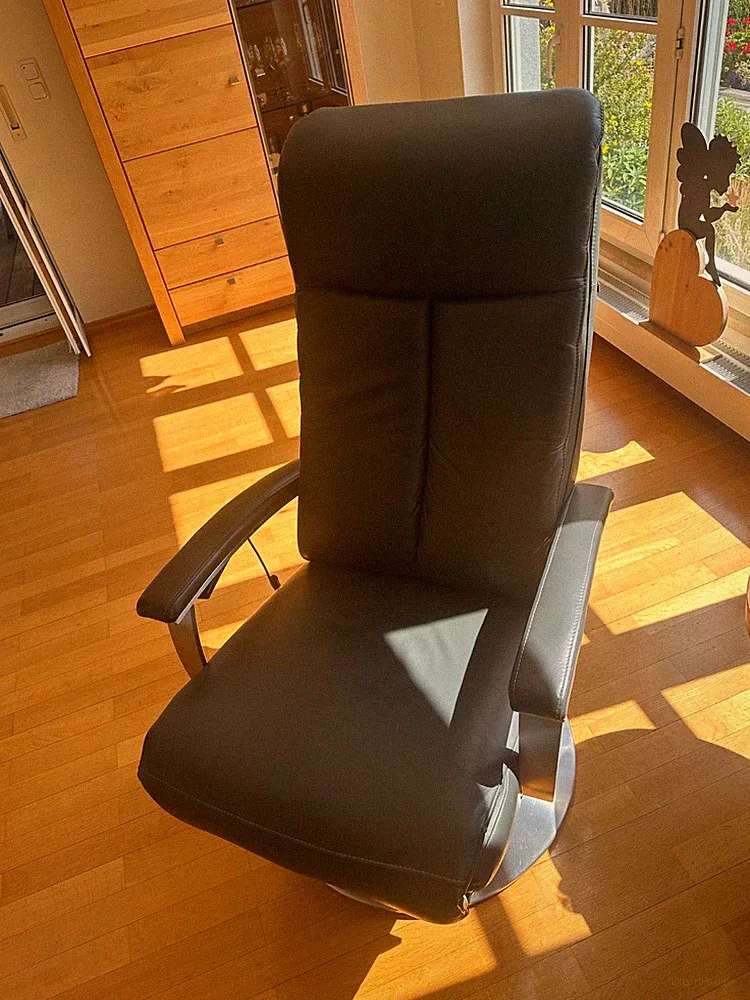 Elektrischer Relaxsessel Comfort Master Leder Anthrazit Large Aufstehhilfe