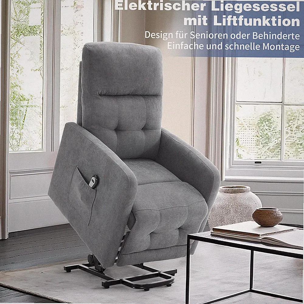 Fernsehsessel mit Aufstehhilfe Elektrisch, Relaxsessel aus Stoff mit Fußstütze