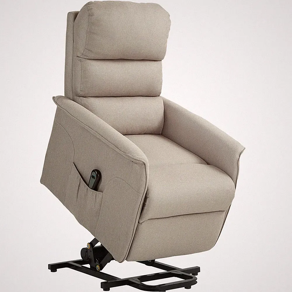 Fernsehsessel mit Aufstehhilfe Elektrisch, Relaxsessel mit Liegefunktion Beige