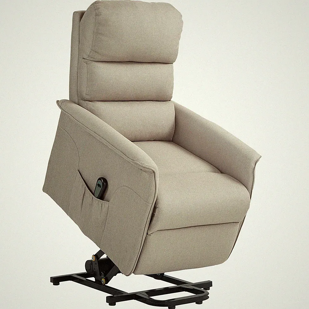 Fernsehsessel mit Aufstehhilfe Elektrisch, Relaxsessel mit Liegefunktion Beige
