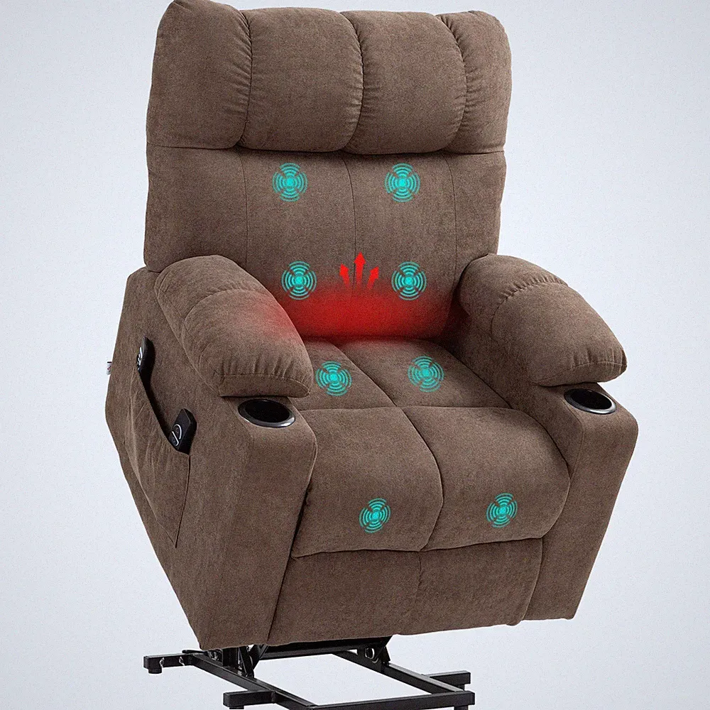 Fernsehsessel mit Aufstehhilfe Relaxsessel mit Wärme- und Massagefunktion, Braun