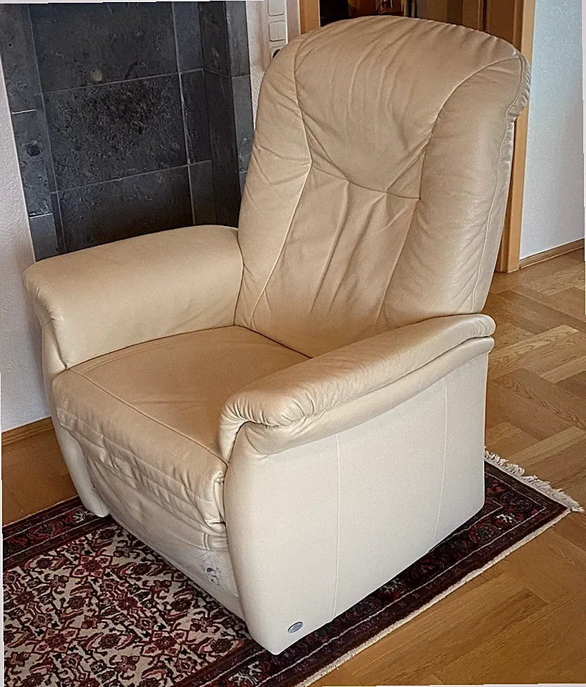 Himolla Cumulus FERNSEHSESSEL mit Relaxfunktion, Aufstehhilfe Echtleder Creme