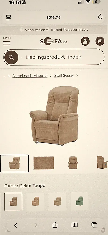 himolla Fernseh-/Relaxsessel 7706 mit Aufstehhilfe, Taupe