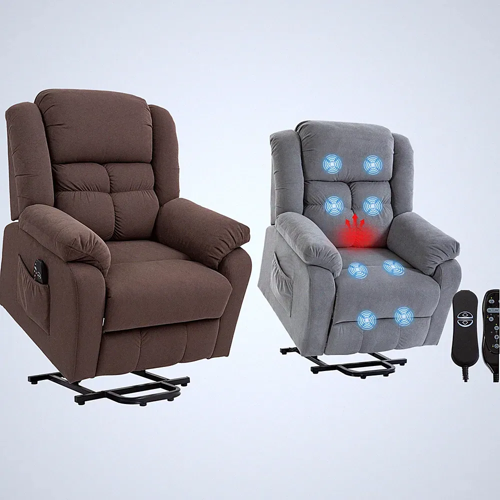 HOMCOM Relaxsessel, Fernsehsessel mit Aufstehhilfe, Heiz- und Massagefunktion