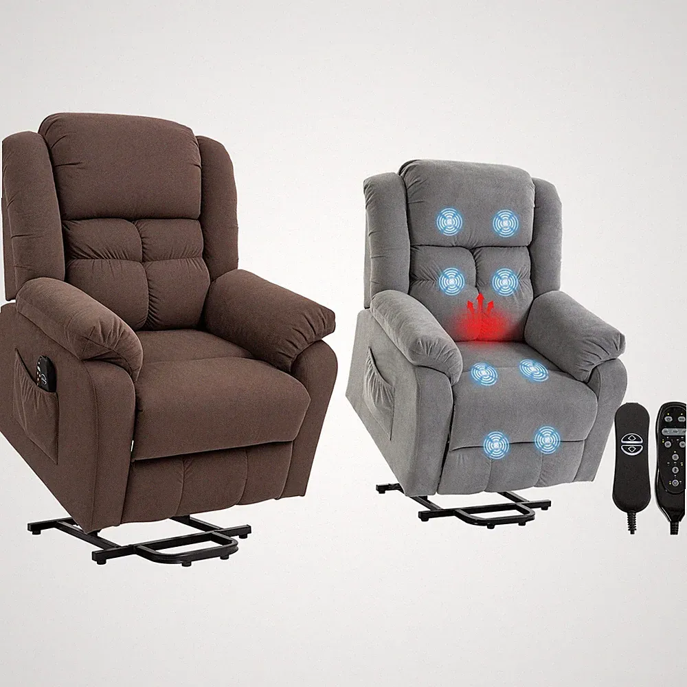 HOMCOM Relaxsessel, Fernsehsessel mit Aufstehhilfe, Heiz- und Massagefunktion