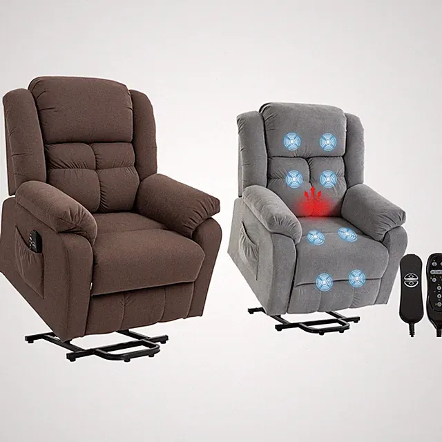 HOMCOM Relaxsessel, Fernsehsessel mit Aufstehhilfe, Heiz- und Massagefunktion