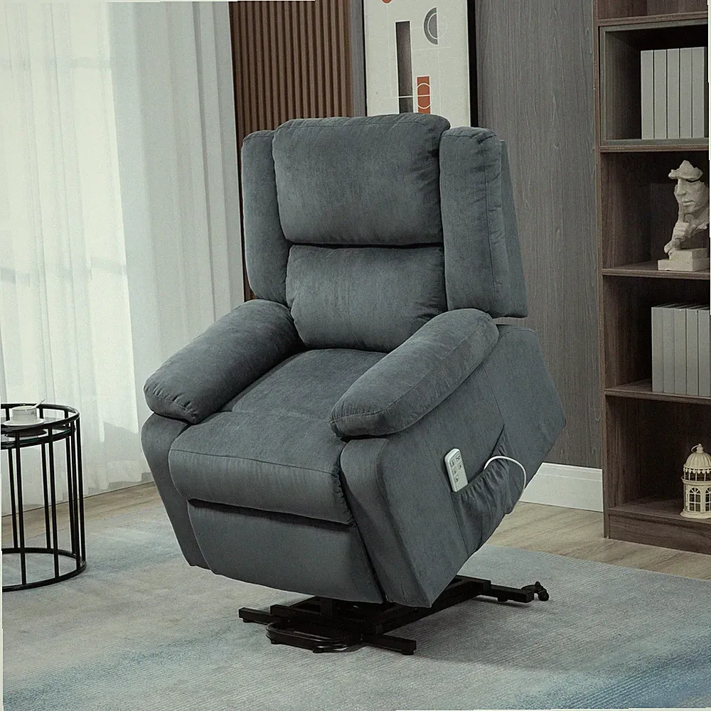 HOMCOM Sessel mit Aufstehhilfe, Aufstehsessel, Elektrischer Fernsehsessel, Grau