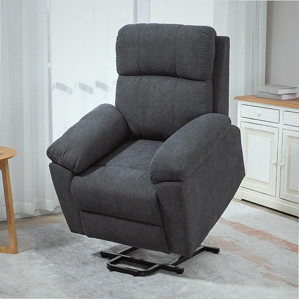 HOMCOM Sessel mit Aufstehhilfe, Relaxsessel, Massagesessel mit Seitentasche