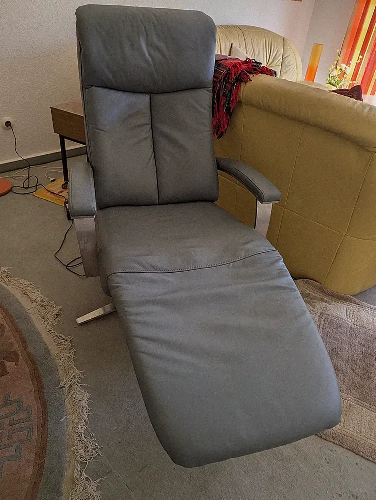 Hukla Relaxsessel Leder mit Aufstehhilfe, blaugrau, NP 4275€