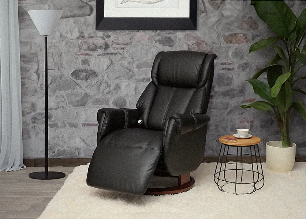 Leder Aufstehhilfe elektrisch Sessel Modern Relaxsessel Schwarz Liegesessel