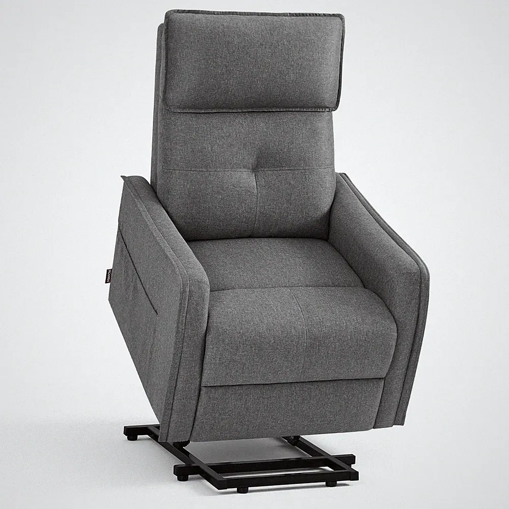 M MCombo Elektrischer kleiner Aufstehsessel 7027 (Stoff, Grau)