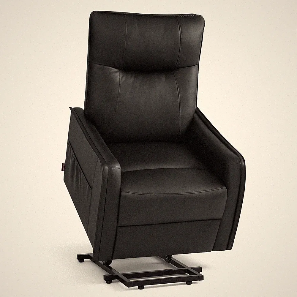 M MCombo Elektrischer kleiner Aufstehsessel 7089 (Kunstleder, Schwarz)