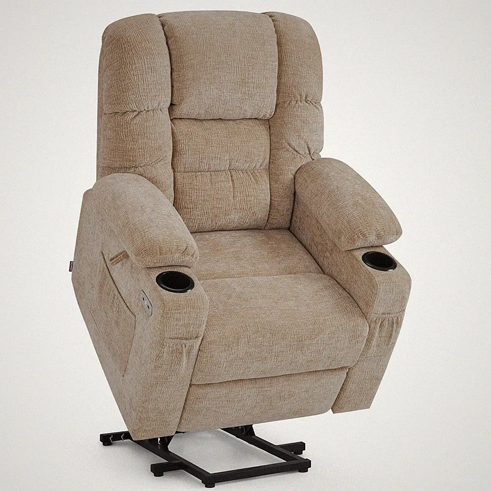 M MCombo Fernsehsessel mit Aufstehhilfe 7550 (Chenille, Beige)