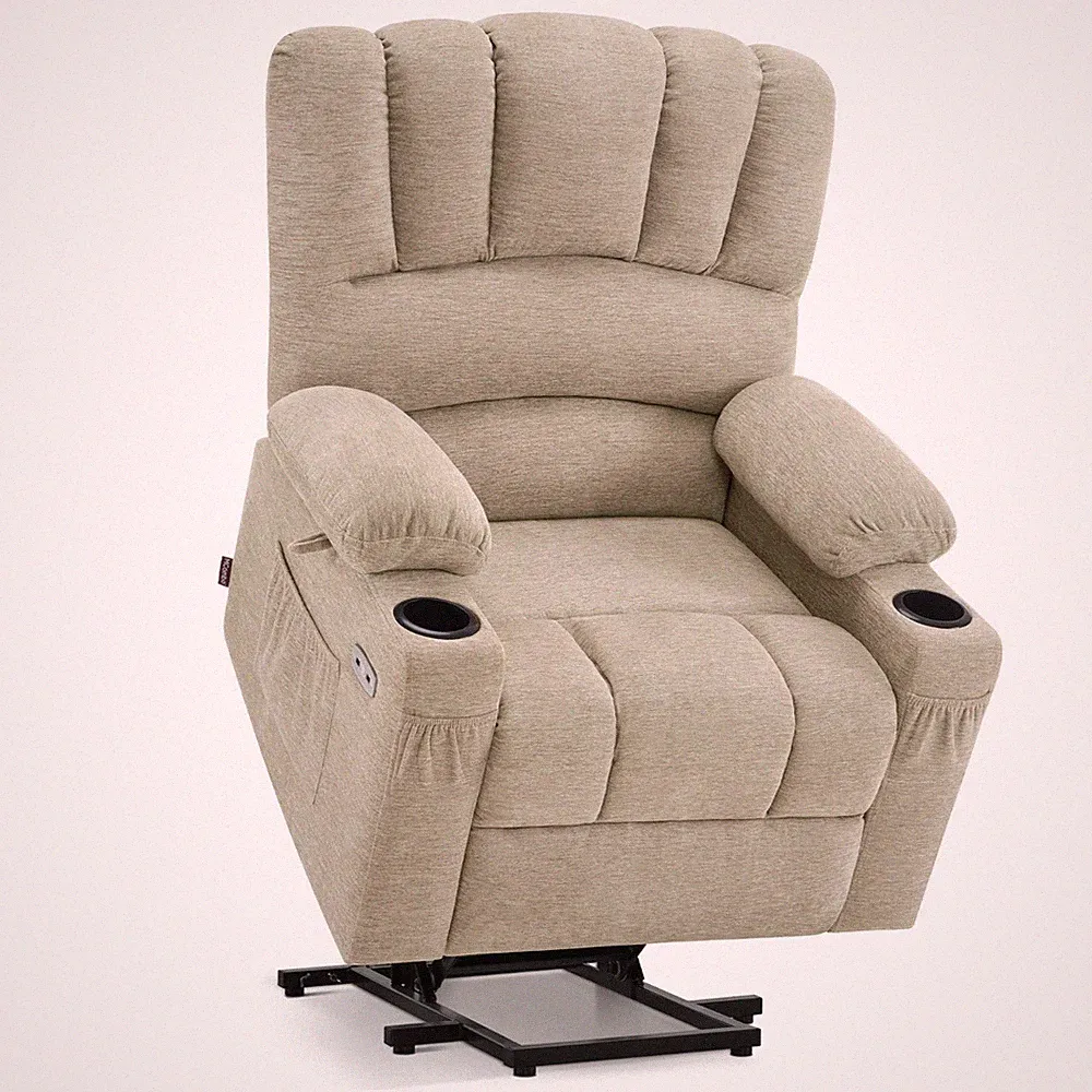 M MCombo Fernsehsessel mit Aufstehhilfe Elektrisch, 7102 (Stoff, Beige)