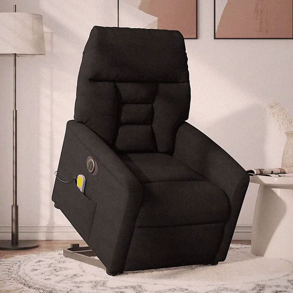 Massagesessel Aufstehhilfe Elektrisch Schwarz Mikrofasergewebe vidaXL