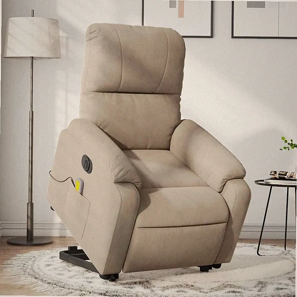 Massagesessel Aufstehhilfe Elektrisch Taupe Mikrofasergewebe