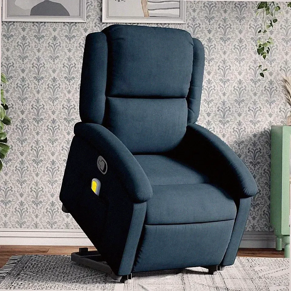 Massagesessel mit Aufstehhilfe Blau Samt