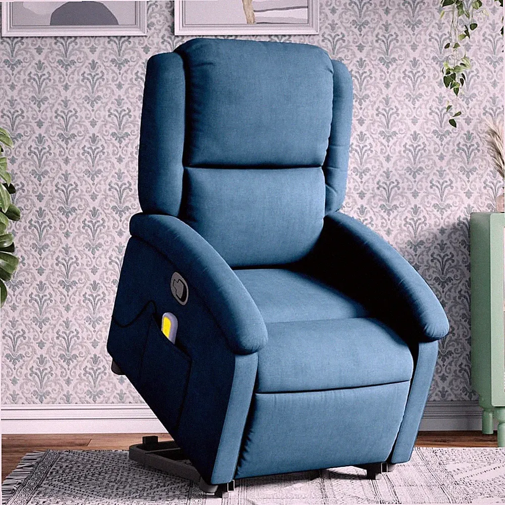 Massagesessel mit Aufstehhilfe Blau Samt