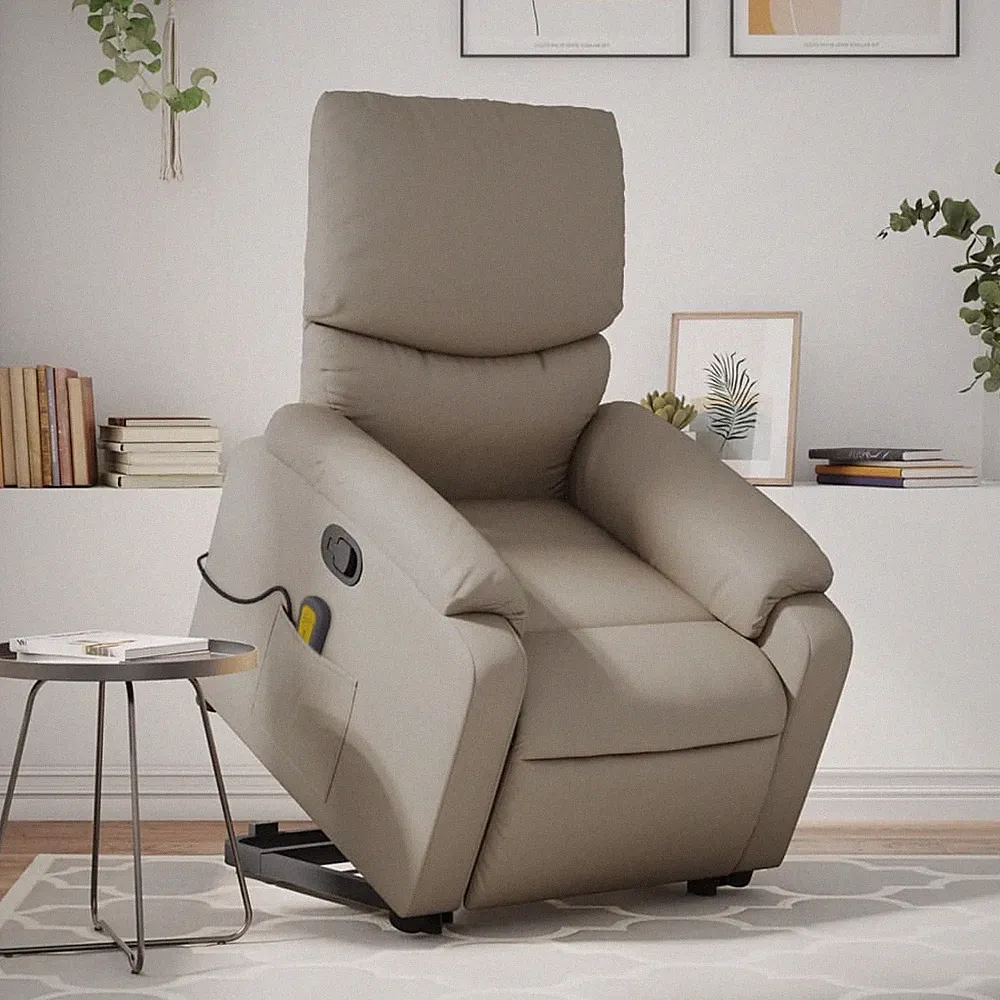 Massagesessel mit Aufstehhilfe Cappuccino-Braun Kunstleder