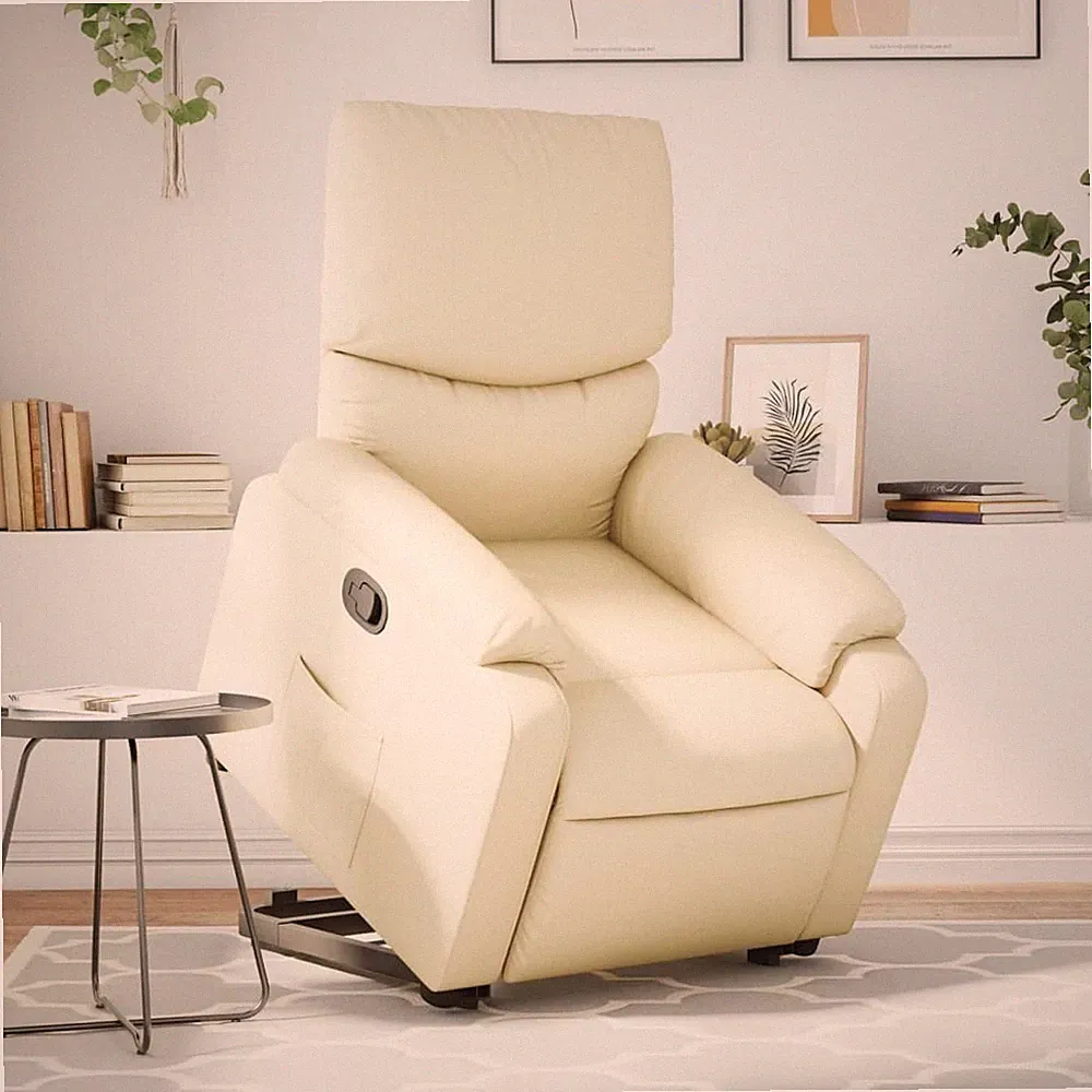 Massagesessel mit Aufstehhilfe Creme Kunstleder