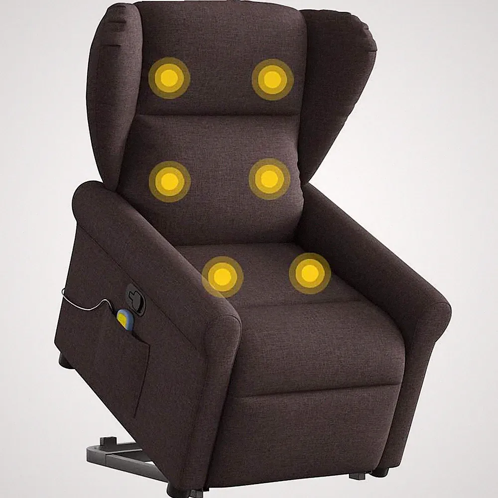 Massagesessel mit Aufstehhilfe Dunkelbraun Stoff