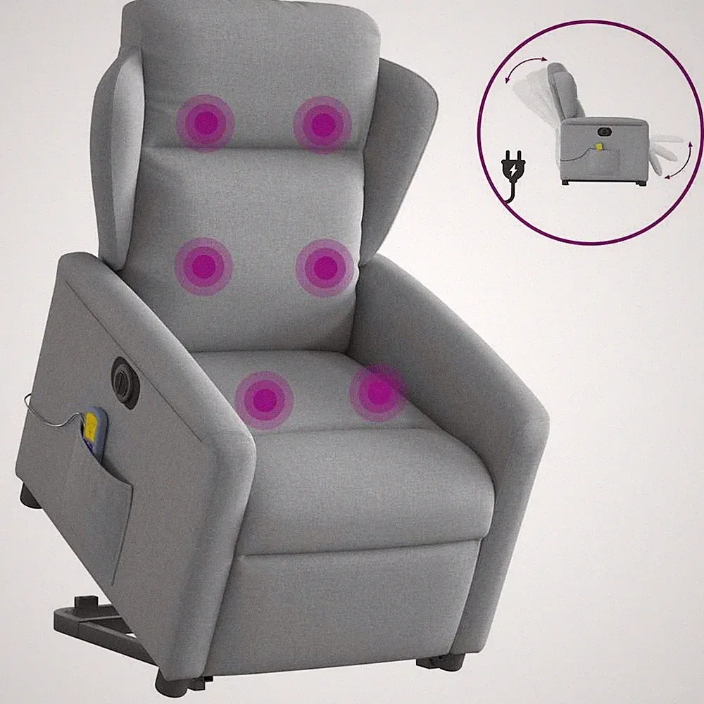 Massagesessel mit Aufstehhilfe Dunkelgrau Stoff vidaXL