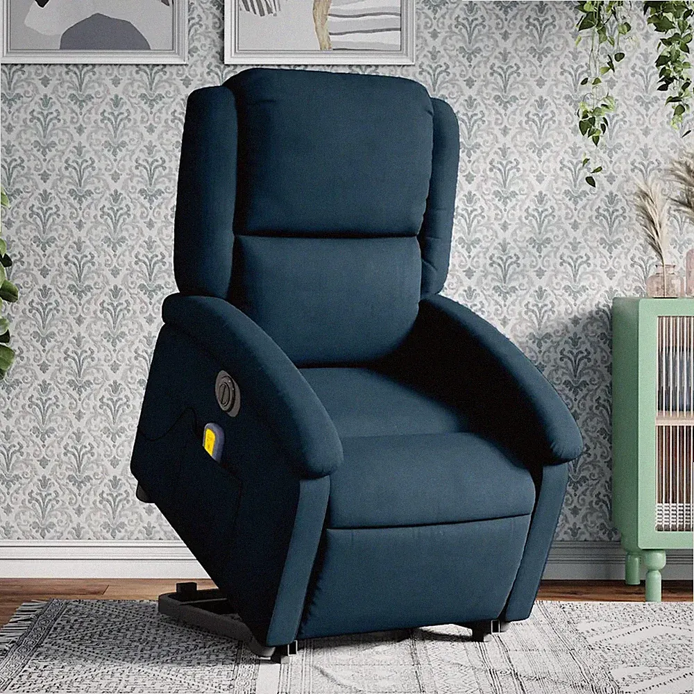 Massagesessel mit Aufstehhilfe elektrisch - Blauer Samt Relaxsessel