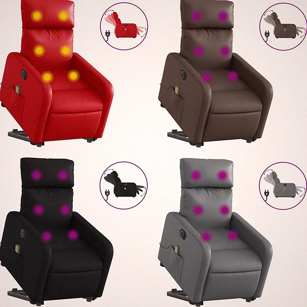 Massagesessel mit Aufstehhilfe Elektrisch Kunstleder Massagefunktion Relaxsessel