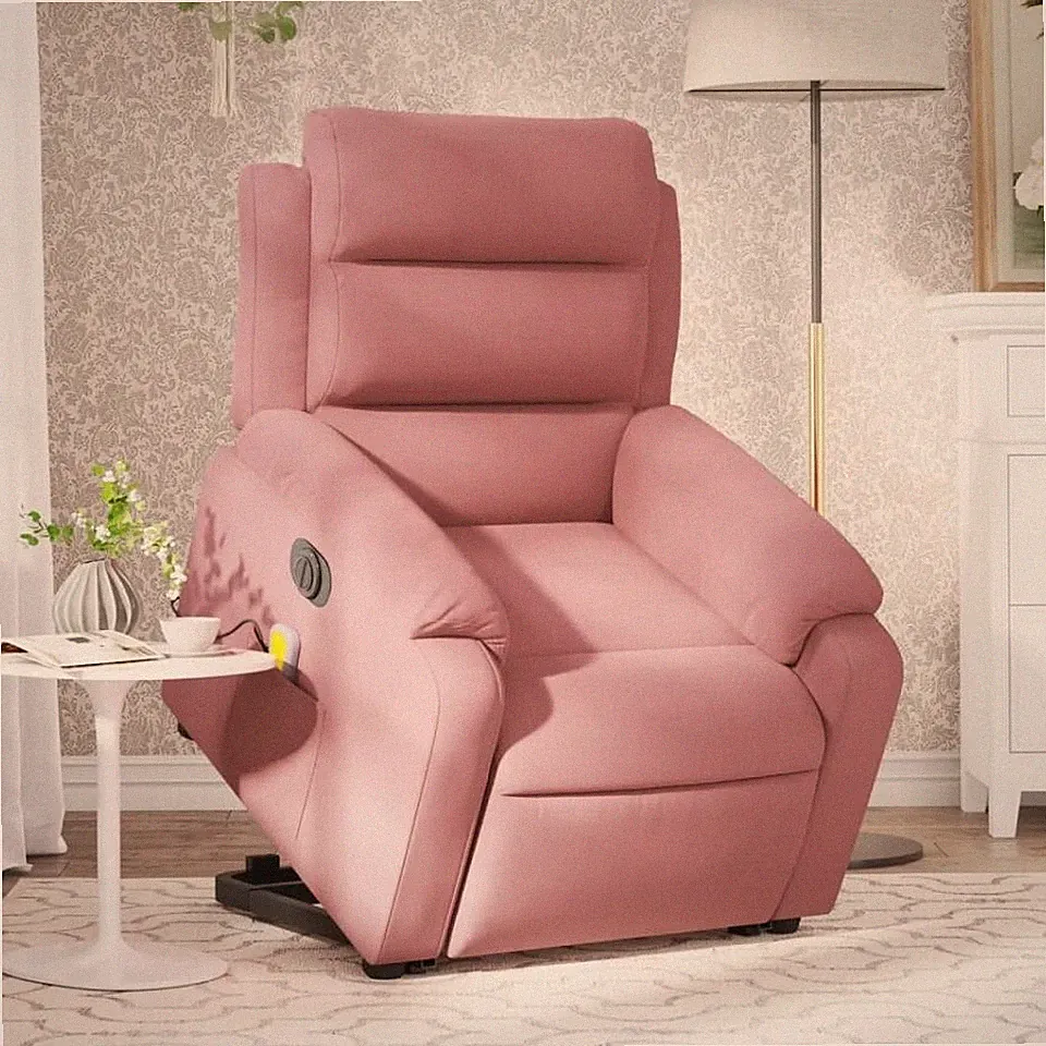 Massagesessel mit Aufstehhilfe Elektrisch Rosa Samt