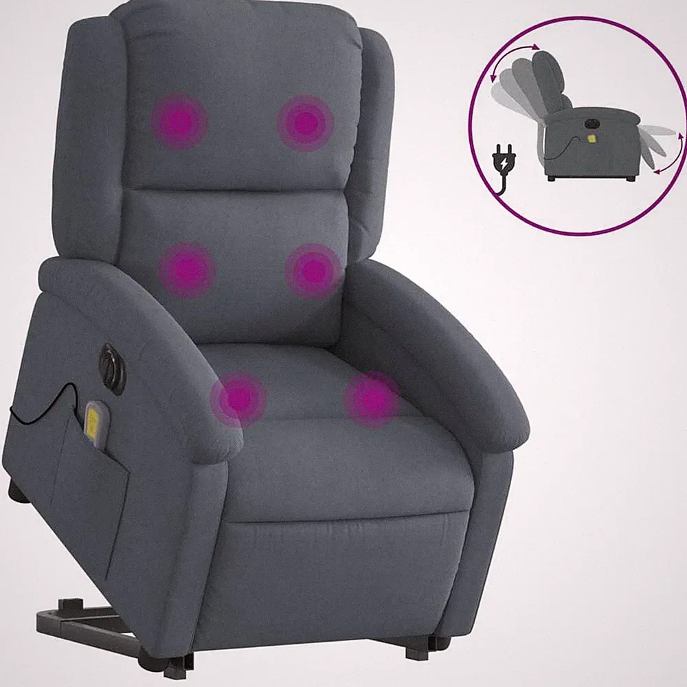 Massagesessel mit Aufstehhilfe Elektrisch Samt Fernsehsessel Relaxsessel Sessel