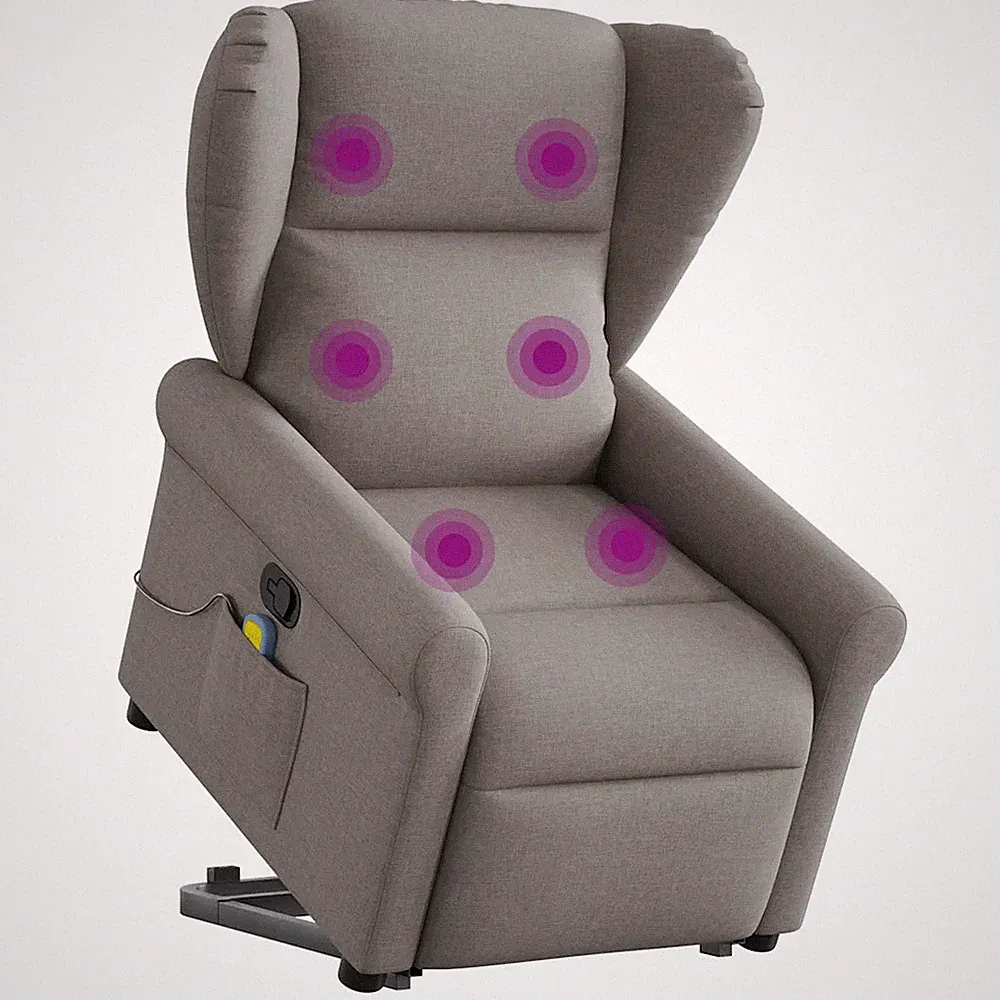 Massagesessel mit Aufstehhilfe Stoff Taupe elektrischer Relaxsessel