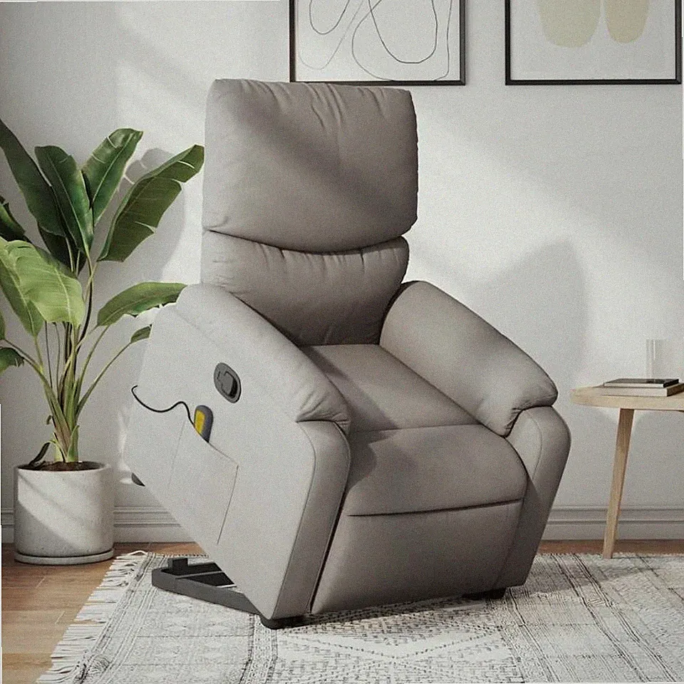 Massagesessel mit Aufstehhilfe Taupe Stoff