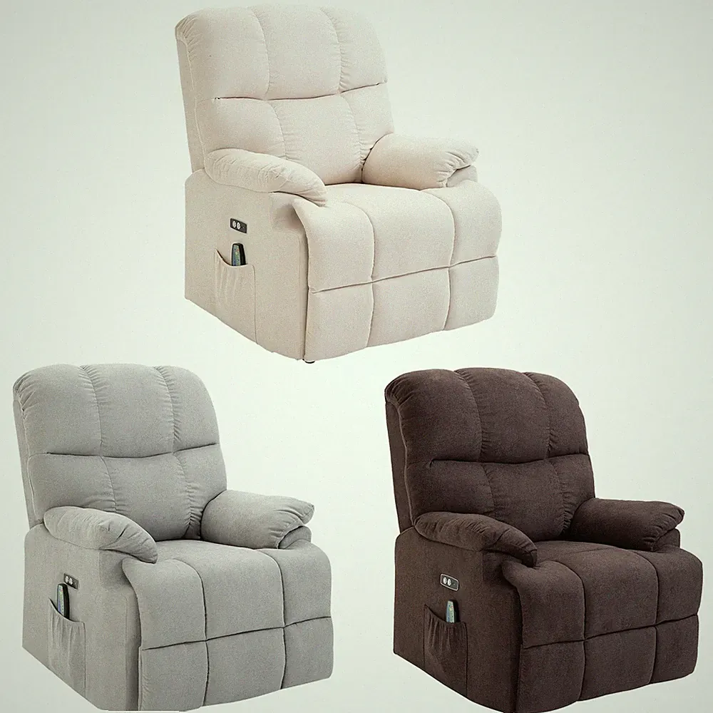 Massagesessel Relaxsessel Wärmefunktion Fernbedienung USB Kurzplüsch Refurbished