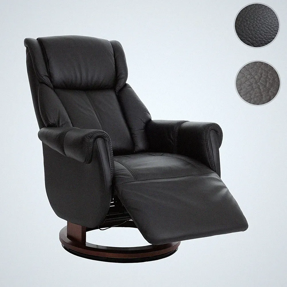MCA Relaxsessel + Aufstehhilfe HWC-N58 Fernsehsessel Sessel Fußstütze Holz Leder