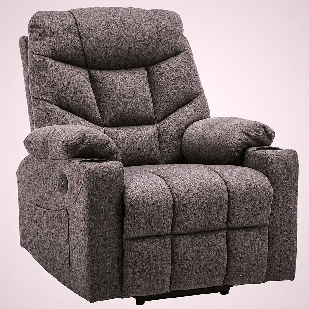 MCombo Elektrischer Aufstehhilfe Fernsehsessel Relaxsessel USB Stoff Grau 7286DE