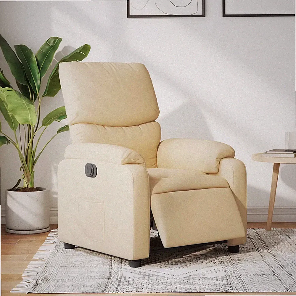 Relaxsessel elektrisch creme Stoff Sessel mit Aufstehhilfe Fernbedienung