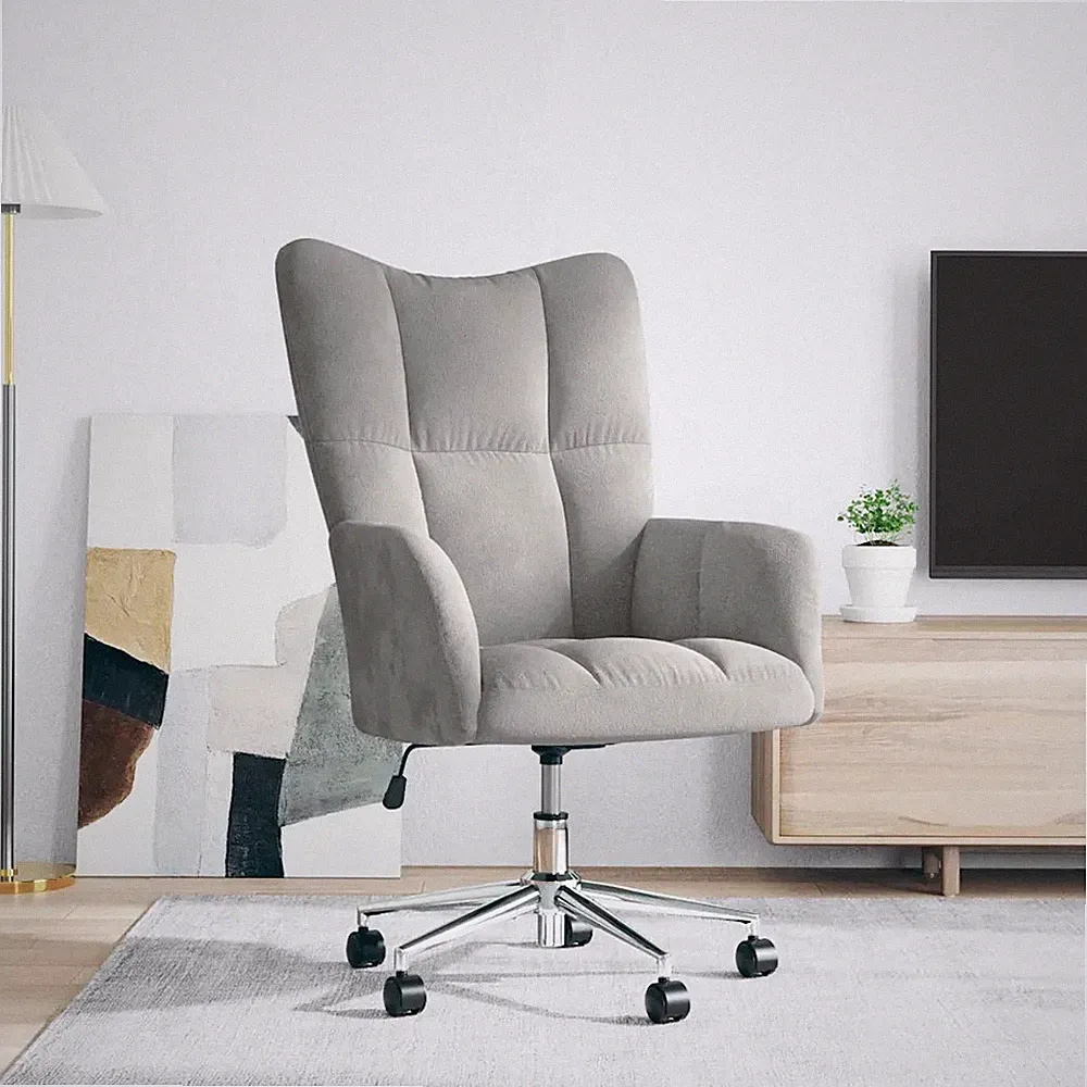 Relaxsessel Hellgrau Samt Sessel mit Hocker Polster Aufstehhilfe