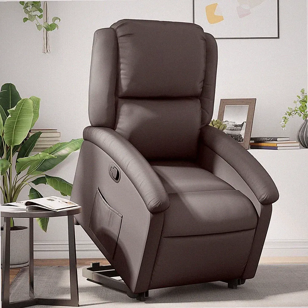 Relaxsessel mit Aufstehhilfe 100% Rindsleder Echtleder Fernsehsessel Liegesessel