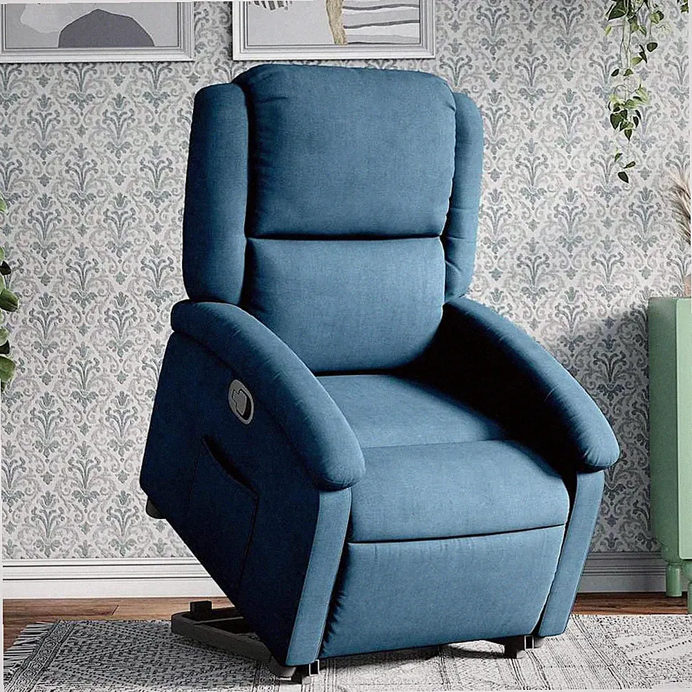 Relaxsessel mit Aufstehhilfe Blau Samt