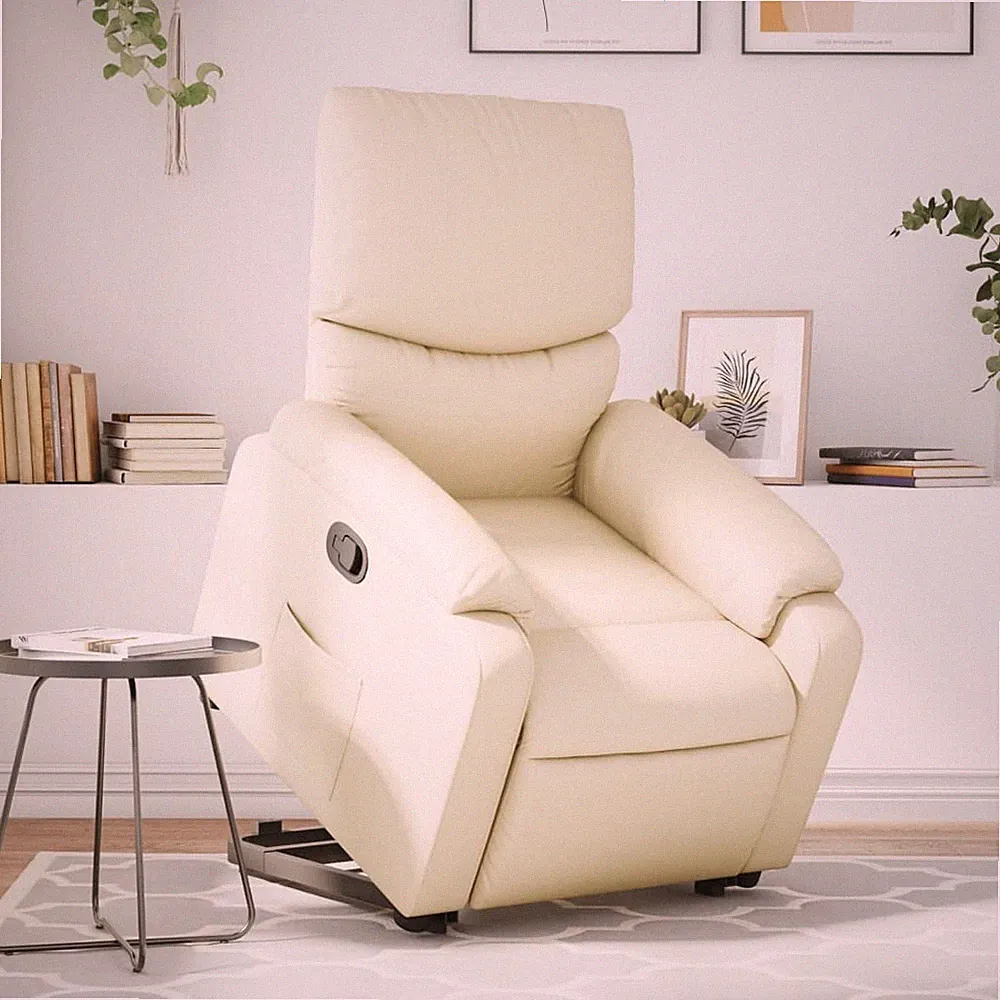 Relaxsessel mit Aufstehhilfe Creme Kunstleder