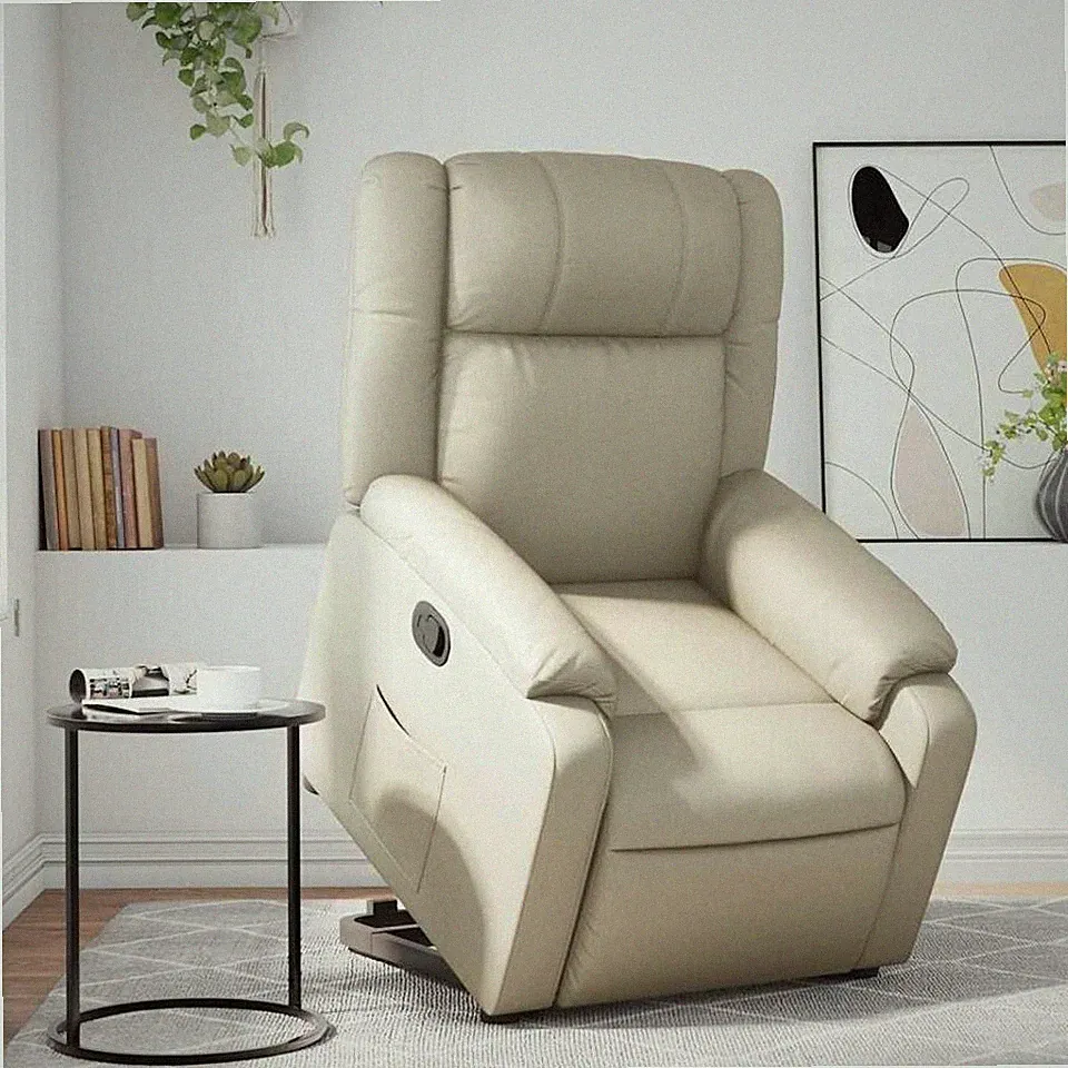 Relaxsessel mit Aufstehhilfe Creme Kunstleder