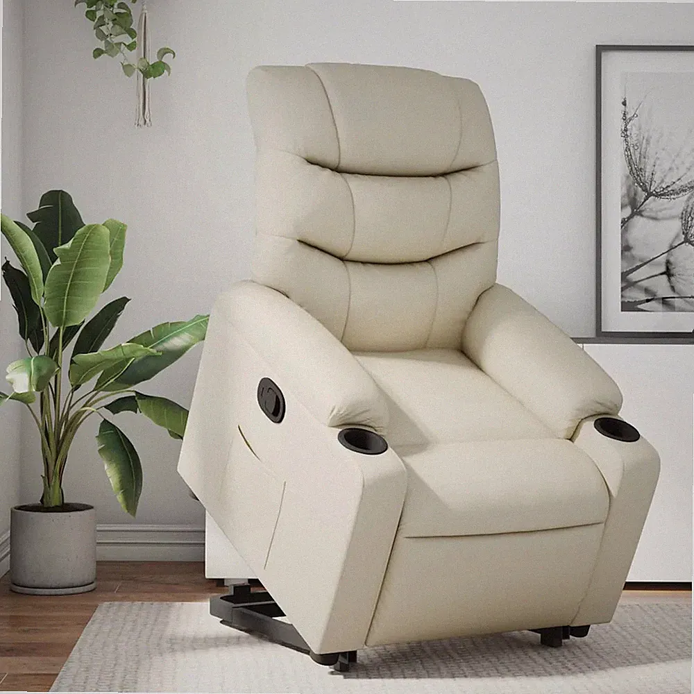 Relaxsessel mit Aufstehhilfe Creme Kunstleder Senioren Sessel