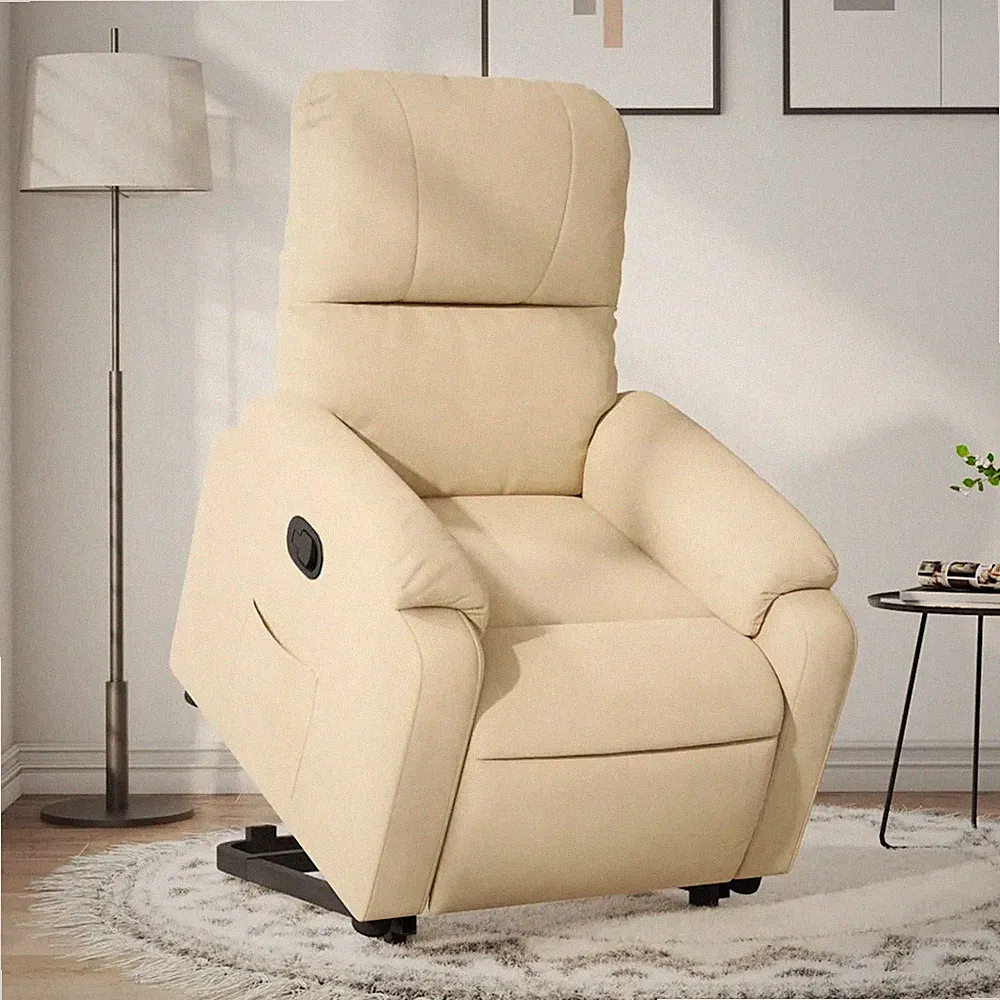Relaxsessel mit Aufstehhilfe Creme Mikrofaser Polstersessel Senioren Sessel