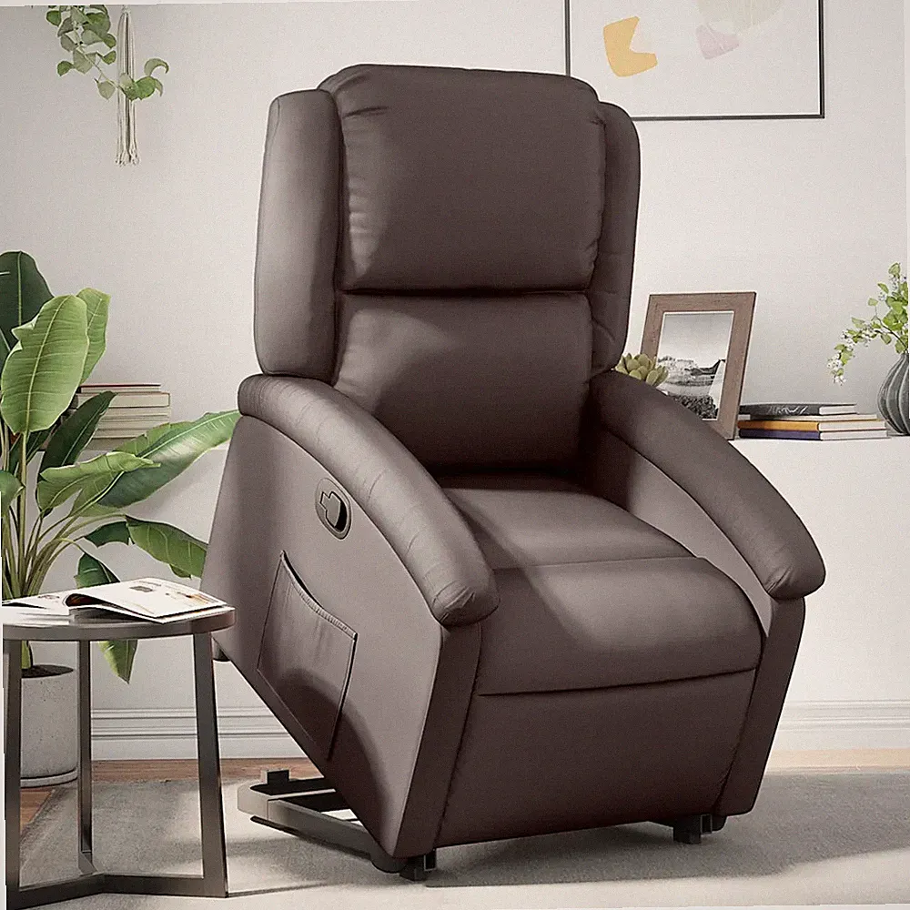 Relaxsessel mit Aufstehhilfe Echtleder Dunkelbraun