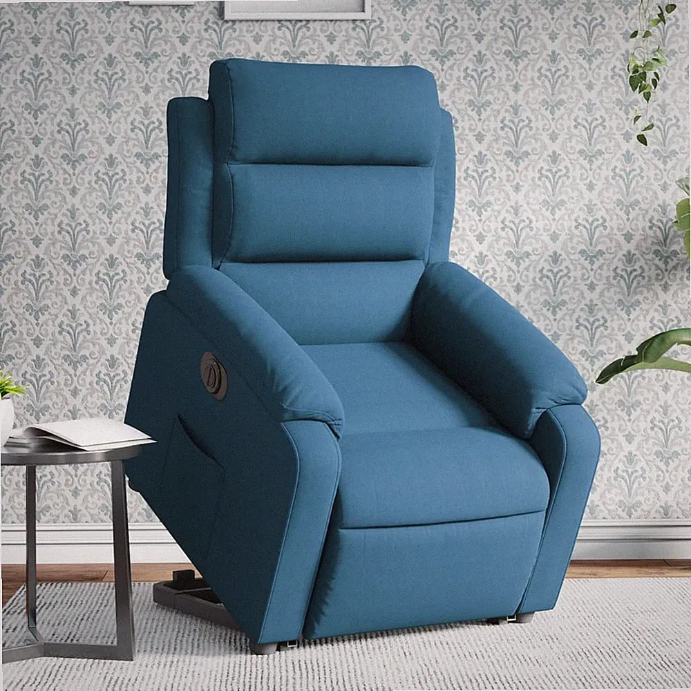 Relaxsessel mit Aufstehhilfe Elektrisch Blau Samt